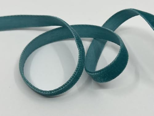 Luxus Samtband mit Webkante, 9mm, 5m-Rolle, 33 Farben, waschbar, für Geschenkverpackungen, Dekorationen, zum Nähen | Seidenbandweberei Säckingen GmbH (654 petrol) von Generisch