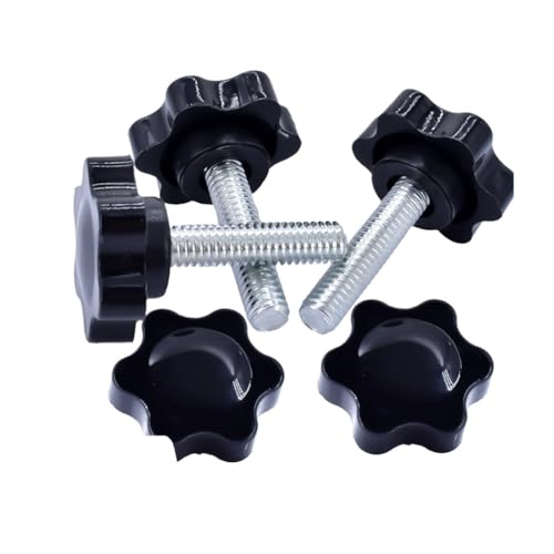 M4 M5 M6 M8 M10 Kohlenstoffstahl Sternform Kopf Gewinde Klemm Daumengriff Maschinenschraube(12mm (5pcs),M6 (Head 32mm)) von Generisch