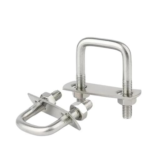 M6 M8 304 Edelstahl Quadratische Klemme U-Bolzen Rechtwinklige U-Schraube U-Klemmmutter Platte Schallwand U-Bolzen-Set(M6x45x75 2sets) von Generisch