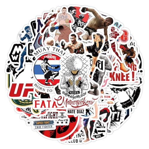 MMA-Kampf-Aufkleber-Set, wasserdichte Vinyl-Aufkleber für Erwachsene und Jugendliche, gemischte Kampfsport- und Muay-Thai-Designs, abnehmbare Aufkleber für Laptop, Wasserflasche, Telefon, Skateboard MMA-Kampf-Aufkleber-Set, wasserdichte Vinyl-Aufkleber für Erwachsene und Jugendliche, gemischte Kampfsport- und Muay-Thai-Designs, abnehmbare Aufkleber für Laptop, Wasserflasche, Telefon, Skateboard von Generisch