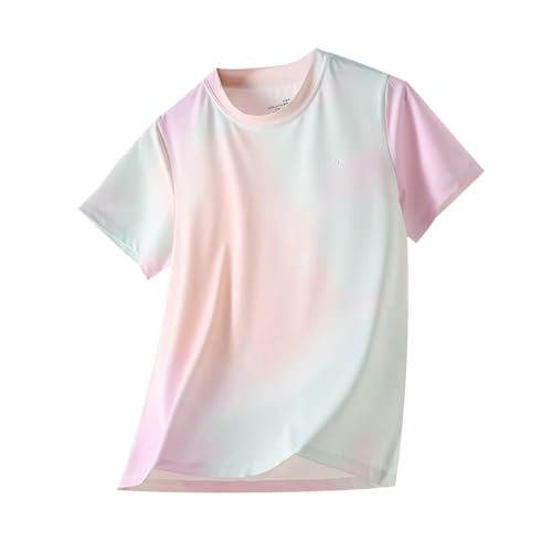 Mädchen-Blusen mit Rundhalsausschnitt, Farbverlauf, Seide, schnell trocknend, Kinderkleidung, Netzstoff, lockere Passform, bequem, weiches Oberteil für Teenager, Kinder, Sommer, Sport, Schule, Outfits Mädchen-Blusen mit Rundhalsausschnitt, Farbverlauf, Seide, schnell trocknend, Kinderkleidung, Netzstoff, lockere Passform, bequem, weiches Oberteil für Teenager, Kinder, Sommer, Sport, Schule, Outfits von Generisch