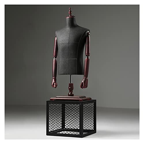 Männlicher Mannequin-Torso, verstellbare Kleiderform mit stabilem Holzsockel für Schneiderei, modisches Design und Schmuck-Display von Generisch