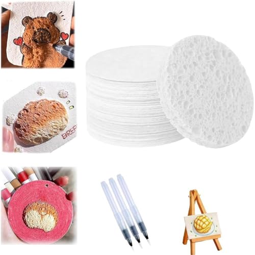 Magic Puffy Paint, 3D Drawing Magic Canvas Schwämme, Puffy Popcorn Zeichnen Textur Malerei Kit, Schaum Textur Blank Malerei Papier, DIY Bubble Drawing Pens Art Supplies (rund) von Generisch