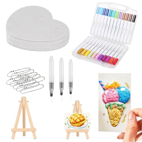 Magic Puffy Paint,Foam Texture Painting Paper,Ultimatives Magisches Textur-Malset,3D Zeichnen Leinwand Schwamm mit 12 Farben Stifte,Schaumstoff-Textur-Malpapier für Kinder DIY (C) von Generisch