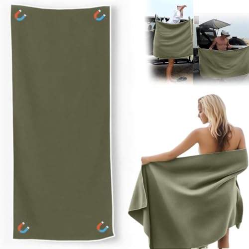 Magnetic Bath Towels übergroßes Mikrofaser-Badetuch Super Absorbent schnelltrocknend sandabweisendes Strandtuch mit Magnetverschluss für Reisen für Travel, Swimming, Yoga, Hiking, Camping (grün) von Generisch