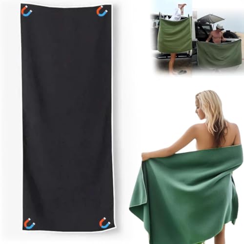 Magnetic Bath Towels übergroßes Mikrofaser-Badetuch Super Absorbent schnelltrocknend sandabweisendes Strandtuch mit Magnetverschluss für Reisen für Travel, Swimming, Yoga, Hiking, Camping (schwarz) von Generisch
