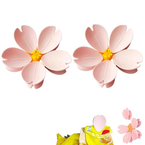 Magnetic Chip Clips - Cute Grip Sticks Bag Sealers,Reusable Pink Flower Food Storage Clamp,Cherry Blossom Fridge Magnet Sealing Clip for Kitchen/Home Decor (2) von Generisch