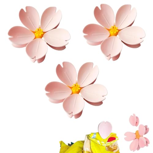 Magnetic Chip Clips - Cute Grip Sticks Bag Sealers,Reusable Pink Flower Food Storage Clamp,Cherry Blossom Fridge Magnet Sealing Clip for Kitchen/Home Decor (3) von Generisch