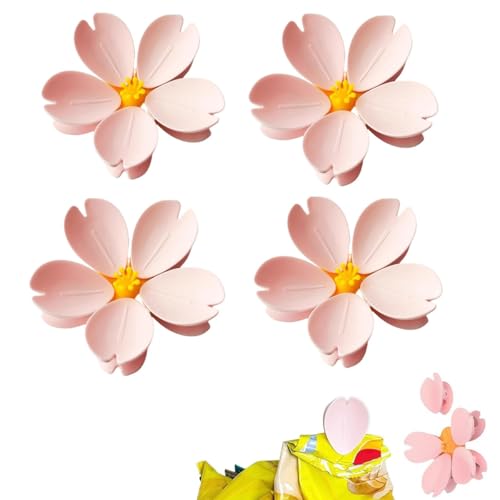 Magnetic Chip Clips - Cute Grip Sticks Bag Sealers,Reusable Pink Flower Food Storage Clamp,Cherry Blossom Fridge Magnet Sealing Clip for Kitchen/Home Decor (4) von Generisch