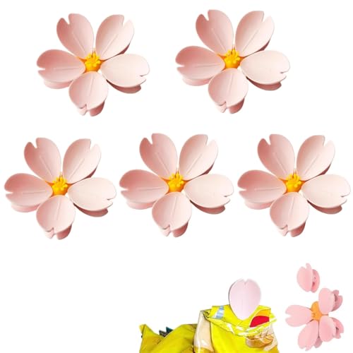 Magnetic Chip Clips - Cute Grip Sticks Bag Sealers,Reusable Pink Flower Food Storage Clamp,Cherry Blossom Fridge Magnet Sealing Clip for Kitchen/Home Decor (5) von Generisch