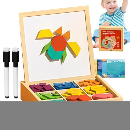 Magnetische Holzfiguren – Set aus magnetischen Holzfiguren mit geometrischen Formen, sichere geometrische Würfel für Kinder ab 3 Jahren Haus Reisen Geburtstag Mädchen und von Generisch