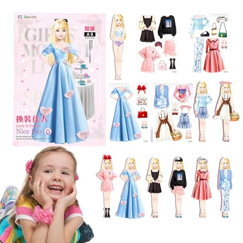 Magnetische Kleiderspiele - Papier harmlose Prinzessin Dress Up Doll Set | Leichtes Gewichtskleidpapier Puppe | Unterhaltsame Kleidung passt zum Spiel für Kinder, die Aktivitäten Spielen Magnetische Kleiderspiele - Papier harmlose Prinzessin Dress Up Doll Set | Leichtes Gewichtskleidpapier Puppe | Unterhaltsame Kleidung passt zum Spiel für Kinder, die Aktivitäten Spielen von Generisch