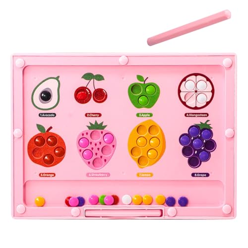 Magnetische Labyrinthplatine, Magnetfarbe und Zahlenlabyrinth - Früheres Lernen Spielset für Baby,Vorschulbildung Skill-Building-Bildungsspielzeug Frucht Lernfarbspiel für Kinder Mädchen von Generisch