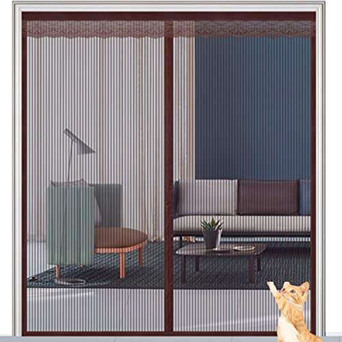 Magnetischer Fliegengitter-Türvorhang, einfach zu installieren, atmungsaktiv, Anti-Fliegennetz, 180 x 210 cm, braun, selbstschließend, Magnetverschluss, kein Stanzen erforderlich, ct Proof von Generisch