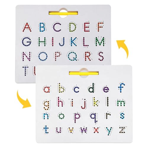 Magnetisches Alphabet-Zeichenbrett, doppelseitiges magnetisches Übungsbrett für Buchstaben und Zahlen, ABC-Magnete zum Schreibenlernen mit Magnetstift von Generisch