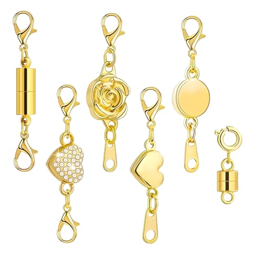 Magnetverschlüsse für Halsketten | Kettenverlängerungsverbinder – starke Halskettenverlängerung mit Karabinerverschlüssen für Frauen und Mädchen, zur Schmuckherstellung, Armbandanpassung, Alltag von Generisch