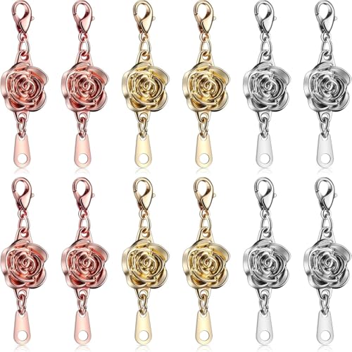 Magnetverschlüsse in Rosenform, dekoratives Blumen-Design für Halsketten und Armbänder, 12 Stück von Generisch