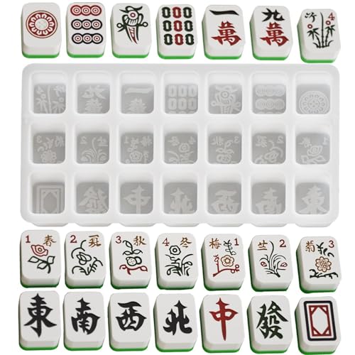 Mahjong Silikonform – Backform für Kuchen, chinesische Mahjong-Fliesen, Dominoharz, Gießformen für Epoxid-Kerzen, Ton, Backen von Generisch