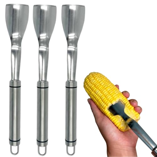 Maisschäler, langer Griff, Edelstahl, Maiskolbenentferner, Maisschälwerkzeug, Maisschneider zum Abschneiden von Maiskolben, geeignet für Küche und Essen im Freien (3 Stück) von Generisch