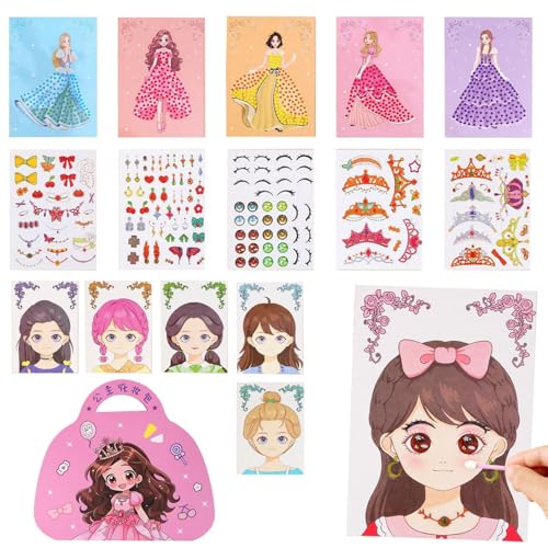 Make -up -Aktivitätsbuch - Kreatives Kleideraufkleberbuch | Princess Paper Art Craft Game | Pädagogische Papierkunsthandwerksspiel Spaß für regnerische, Reisebehörigkeit von Generisch