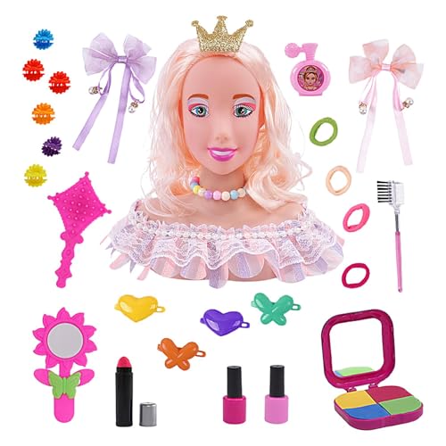 Make-up- und Haarstyling-Puppe, Make-up-Puppenkopf für Mädchen | 28-teiliges Friseur-Styling-Kopf-Puppen-Make-up-Spielzeug - Friseur-Styling-Kopf, Puppen-Make-up, halbkörperiges Spielzeug, für Haar-St Make-up- und Haarstyling-Puppe, Make-up-Puppenkopf für Mädchen | 28-teiliges Friseur-Styling-Kopf-Puppen-Make-up-Spielzeug - Friseur-Styling-Kopf, Puppen-Make-up, halbkörperiges Spielzeug, für Haar-St von Generisch