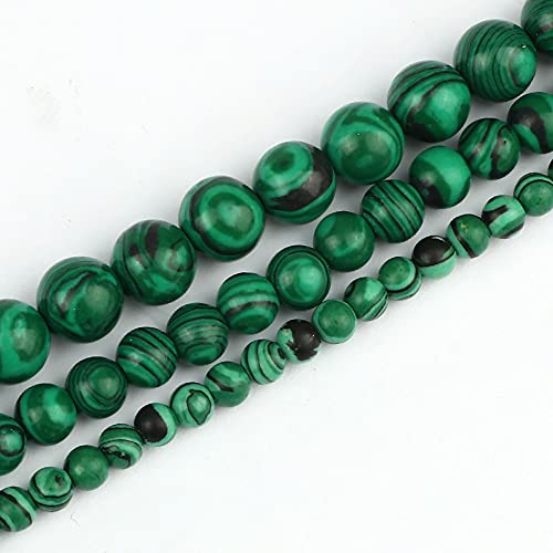 Malachit-Perlen, 4, 6, 8, 10 mm, grüner Pfau, rund, lose Perlen, Naturstein-Schmuck für selbstgemachte Armbänder, handgefertigt, Geschenk, Haltbarkeit von Generisch