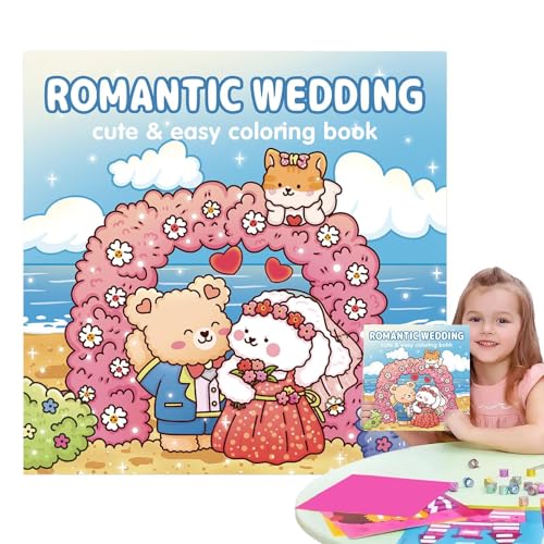 Malbuch, große und einfache Seiten mit Zeichnungen, Hochzeitsseiten und romantischer Liebe mit Zeichnungen, entspannendes Kunstspiel für Erwachsene Kinder Jugendliche von Generisch