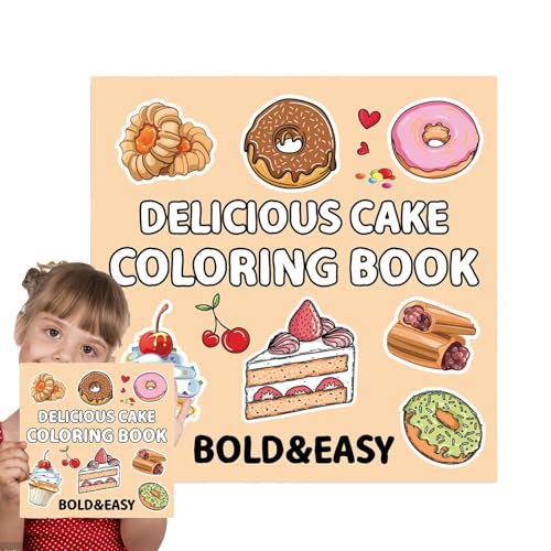 Malbuch Lebensmittel und Snacks, leckeres Kuchenbuch zum Ausmalen, Kunst und Handwerk, Malvorlagen, Reiseaktivität für Erwachsene, für stundenlangen Spaß und Entspannung von Generisch