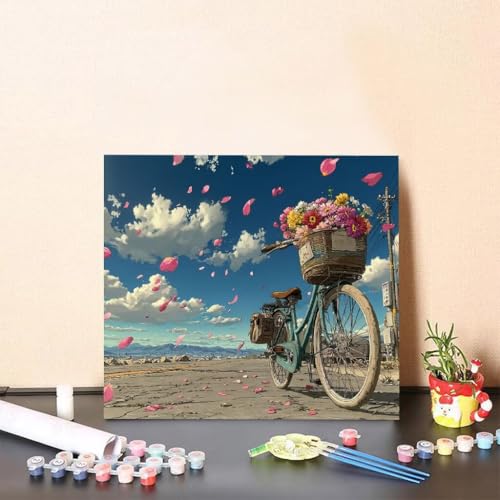 Malen Nach Zahlen Erwachsene Auto Malen Nach Zahlen Blume Paint by Numbers Adults DIY Set Erwachsene, Handgemalt Leinwand ölgemälde Kunst mit Zubehör für Home Haus Deko 60x60cm Ohne Rahmen 6-9986 von Generisch