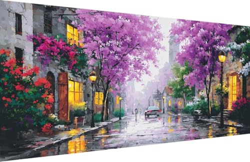 Malen Nach Zahlen Erwachsene Baum Malen Nach Zahlen Blume Paint by Numbers, DIY Kreatives für Erwachsene ölgemälde Set mit Zubehör Basteln Erwachsene Kunst, Home Haus Deko 70x140cm Mit Rahmen V-4G28 von Generisch