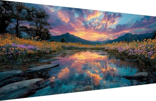 Malen Nach Zahlen Erwachsene Blume Malen Nach Zahlen Fluss Paint by Numbers, DIY Kreatives für Erwachsene ölgemälde Set mit Zubehör Basteln Erwachsene Kunst, Home Haus Deko 60x120cm Mit Rahmen I-1E72 Malen Nach Zahlen Erwachsene Blume Malen Nach Zahlen Fluss Paint by Numbers, DIY Kreatives für Erwachsene ölgemälde Set mit Zubehör Basteln Erwachsene Kunst, Home Haus Deko 60x120cm Mit Rahmen I-1E72 von Generisch