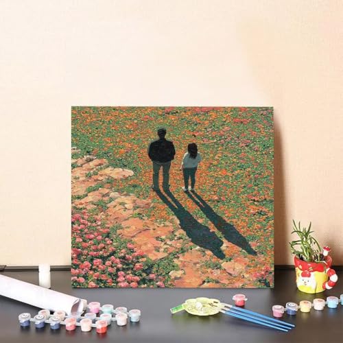 Malen Nach Zahlen Erwachsene Blume Malen Nach Zahlen Paar Paint by Numbers Adults DIY Set Erwachsene, Handgemalt Leinwand ölgemälde Kunst mit Zubehör für Home Haus Deko 80x80cm Ohne Rahmen O-90XA von Generisch