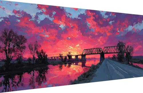 Malen Nach Zahlen Erwachsene BrüCke Malen Nach Zahlen Fluss Paint by Numbers, DIY Kreatives für Erwachsene ölgemälde Set mit Zubehör Basteln Erwachsene Kunst, Home Haus Deko 50x100cm Mit Rahmen 9-2319 Malen Nach Zahlen Erwachsene BrüCke Malen Nach Zahlen Fluss Paint by Numbers, DIY Kreatives für Erwachsene ölgemälde Set mit Zubehör Basteln Erwachsene Kunst, Home Haus Deko 50x100cm Mit Rahmen 9-2319 von Generisch