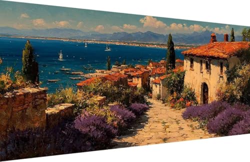 Malen Nach Zahlen Erwachsene Dorf Malen Nach Zahlen Sea Paint by Numbers, DIY Kreatives für Erwachsene ölgemälde Set mit Zubehör Basteln Erwachsene Kunst, Home Haus Deko 60x120cm Mit Rahmen 7-0B91 Malen Nach Zahlen Erwachsene Dorf Malen Nach Zahlen Sea Paint by Numbers, DIY Kreatives für Erwachsene ölgemälde Set mit Zubehör Basteln Erwachsene Kunst, Home Haus Deko 60x120cm Mit Rahmen 7-0B91 von Generisch