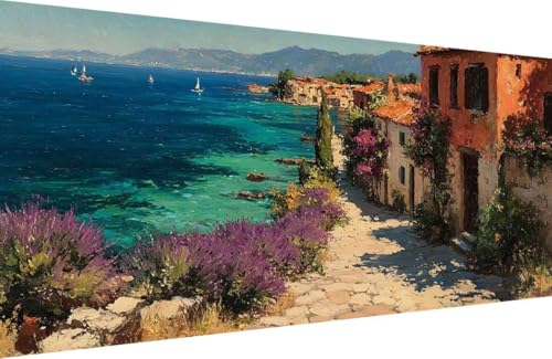 Malen Nach Zahlen Erwachsene Dorf Malen Nach Zahlen Sea Paint by Numbers, DIY Kreatives für Erwachsene ölgemälde Set mit Zubehör Basteln Erwachsene Kunst, Home Haus Deko 70x140cm Mit Rahmen M-BY98 Malen Nach Zahlen Erwachsene Dorf Malen Nach Zahlen Sea Paint by Numbers, DIY Kreatives für Erwachsene ölgemälde Set mit Zubehör Basteln Erwachsene Kunst, Home Haus Deko 70x140cm Mit Rahmen M-BY98 von Generisch