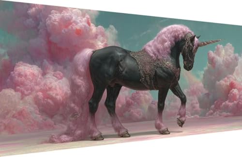 Malen Nach Zahlen Erwachsene Einhorn Malen Nach Zahlen Wolke Paint by Numbers, DIY Kreatives für Erwachsene ölgemälde Set mit Zubehör Basteln Erwachsene Kunst, Home Haus Deko 40x80cm Mit Rahmen I-HG30 von Generisch
