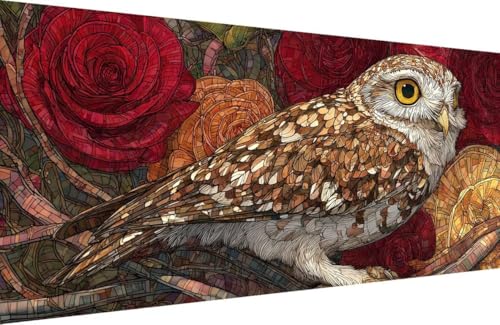 Malen Nach Zahlen Erwachsene Eule Malen Nach Zahlen Blume Paint by Numbers, DIY Kreatives für Erwachsene ölgemälde Set mit Zubehör Basteln Erwachsene Kunst, Home Haus Deko 50x100cm Mit Rahmen C-U871 von Generisch
