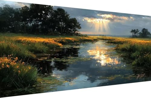 Malen Nach Zahlen Erwachsene Fluss Malen Nach Zahlen Anlage Paint by Numbers, DIY Kreatives für Erwachsene ölgemälde Set mit Zubehör Basteln Erwachsene Kunst, Home Haus Deko 60x120cm Mit Rahmen 7-YZ16 Malen Nach Zahlen Erwachsene Fluss Malen Nach Zahlen Anlage Paint by Numbers, DIY Kreatives für Erwachsene ölgemälde Set mit Zubehör Basteln Erwachsene Kunst, Home Haus Deko 60x120cm Mit Rahmen 7-YZ16 von Generisch