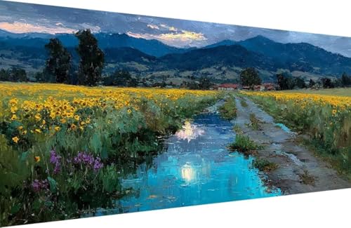 Malen Nach Zahlen Erwachsene Fluss Malen Nach Zahlen Blume Paint by Numbers, DIY Kreatives für Erwachsene ölgemälde Set mit Zubehör Basteln Erwachsene Kunst, Home Haus Deko 80x160cm Mit Rahmen 9-0T24 Malen Nach Zahlen Erwachsene Fluss Malen Nach Zahlen Blume Paint by Numbers, DIY Kreatives für Erwachsene ölgemälde Set mit Zubehör Basteln Erwachsene Kunst, Home Haus Deko 80x160cm Mit Rahmen 9-0T24 von Generisch