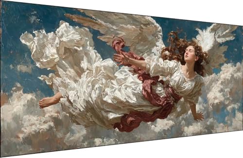 Malen Nach Zahlen Erwachsene Frau Malen Nach Zahlen Engel Paint by Numbers, DIY Kreatives für Erwachsene ölgemälde Set mit Zubehör Basteln Erwachsene Kunst, Home Haus Deko 70x140cm Mit Rahmen 3-HP69 von Generisch