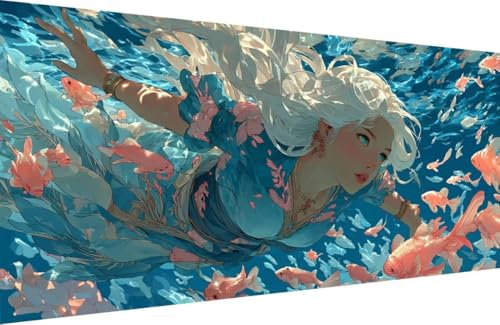 Malen Nach Zahlen Erwachsene Frau Malen Nach Zahlen Sea Paint by Numbers, DIY Kreatives für Erwachsene ölgemälde Set mit Zubehör Basteln Erwachsene Kunst, Home Haus Deko 70x140cm Mit Rahmen 7-KF46 von Generisch