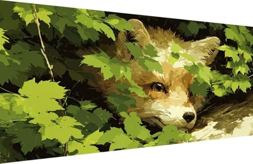 Malen Nach Zahlen Erwachsene Fuchs Malen Nach Zahlen Tier Paint by Numbers, DIY Kreatives für Erwachsene ölgemälde Set mit Zubehör Basteln Erwachsene Kunst, Home Haus Deko 30x60cm Mit Rahmen 1-TZ45 von Generisch