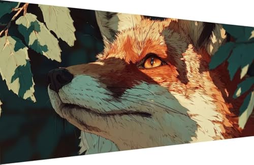 Malen Nach Zahlen Erwachsene Fuchs Malen Nach Zahlen Tier Paint by Numbers, DIY Kreatives für Erwachsene ölgemälde Set mit Zubehör Basteln Erwachsene Kunst, Home Haus Deko 30x60cm Mit Rahmen Q-W180 von Generisch
