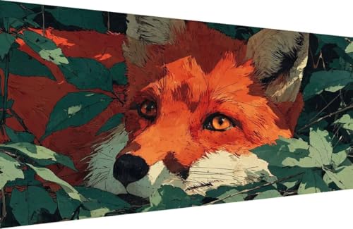 Malen Nach Zahlen Erwachsene Fuchs Malen Nach Zahlen Tier Paint by Numbers, DIY Kreatives für Erwachsene ölgemälde Set mit Zubehör Basteln Erwachsene Kunst, Home Haus Deko 40x80cm Mit Rahmen 5-2275 von Generisch