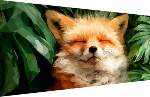 Malen Nach Zahlen Erwachsene Fuchs Malen Nach Zahlen Tier Paint by Numbers, DIY Kreatives für Erwachsene ölgemälde Set mit Zubehör Basteln Erwachsene Kunst, Home Haus Deko 40x80cm Mit Rahmen H-3Y40 von Generisch