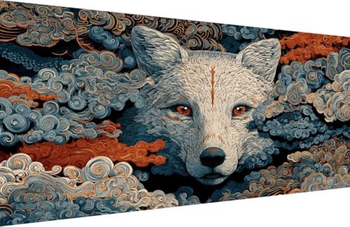 Malen Nach Zahlen Erwachsene Fuchs Malen Nach Zahlen Wolke Paint by Numbers, DIY Kreatives für Erwachsene ölgemälde Set mit Zubehör Basteln Erwachsene Kunst, Home Haus Deko 40x80cm Mit Rahmen L-0Q69 von Generisch