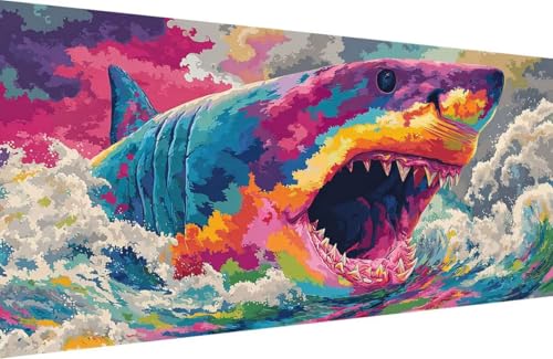 Malen Nach Zahlen Erwachsene Hai Malen Nach Zahlen Sea Paint by Numbers, DIY Kreatives für Erwachsene ölgemälde Set mit Zubehör Basteln Erwachsene Kunst, Home Haus Deko 60x120cm Mit Rahmen 0-4H23 Malen Nach Zahlen Erwachsene Hai Malen Nach Zahlen Sea Paint by Numbers, DIY Kreatives für Erwachsene ölgemälde Set mit Zubehör Basteln Erwachsene Kunst, Home Haus Deko 60x120cm Mit Rahmen 0-4H23 von Generisch