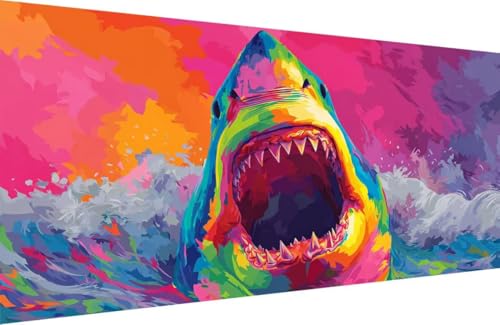 Malen Nach Zahlen Erwachsene Hai Malen Nach Zahlen Sea Paint by Numbers, DIY Kreatives für Erwachsene ölgemälde Set mit Zubehör Basteln Erwachsene Kunst, Home Haus Deko 60x120cm Mit Rahmen 9-DM29 Malen Nach Zahlen Erwachsene Hai Malen Nach Zahlen Sea Paint by Numbers, DIY Kreatives für Erwachsene ölgemälde Set mit Zubehör Basteln Erwachsene Kunst, Home Haus Deko 60x120cm Mit Rahmen 9-DM29 von Generisch