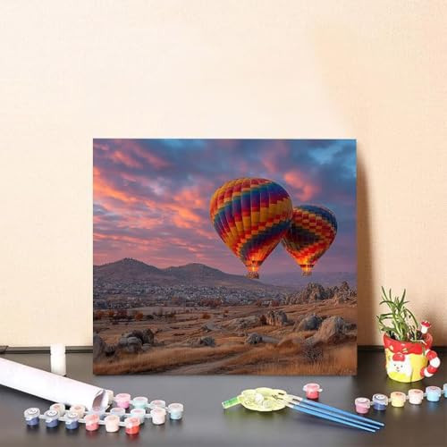 Malen Nach Zahlen Erwachsene HeißLuftballon Malen Nach Zahlen Stadt Paint by Numbers Adults DIY Set Erwachsene, Handgemalt Leinwand ölgemälde Kunst mit Zubehör für Home Deko 40x40cm Ohne Rahmen 9-41B6 von Generisch