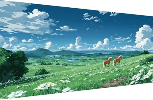 Malen Nach Zahlen Erwachsene Horse Malen Nach Zahlen Tier Paint by Numbers, DIY Kreatives für Erwachsene ölgemälde Set mit Zubehör Basteln Erwachsene Kunst, Home Haus Deko 40x80cm Mit Rahmen 6-9344 von Generisch